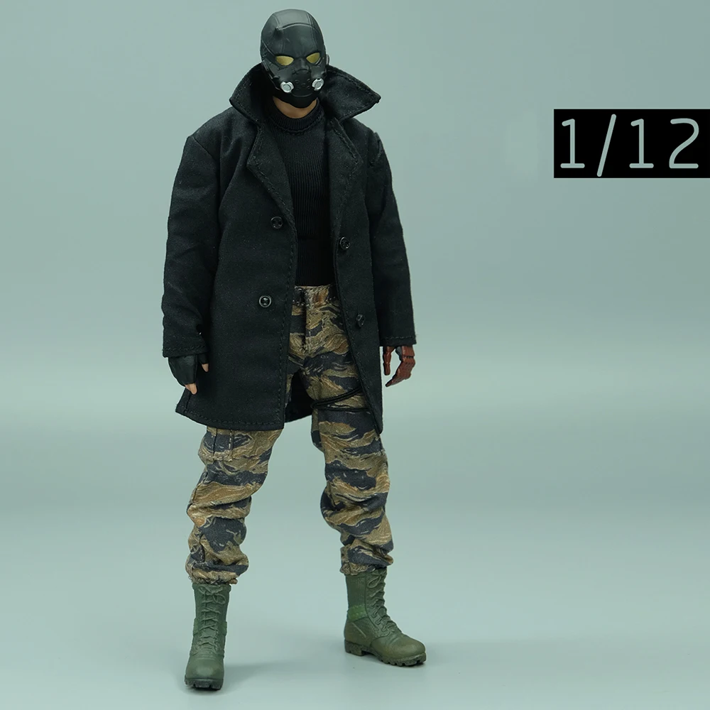 1/12th LimToys Metal Gear Uncle Snake Black Long Coat Overcoat No Body For 6inch Action Doll Accessories