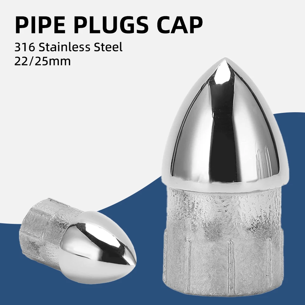 Marine 316 Stainless Steel Pipe Plugs Cap Boat Cover Hardware Kayak Rod Holder Bimini Top Fittings Boat Accessories