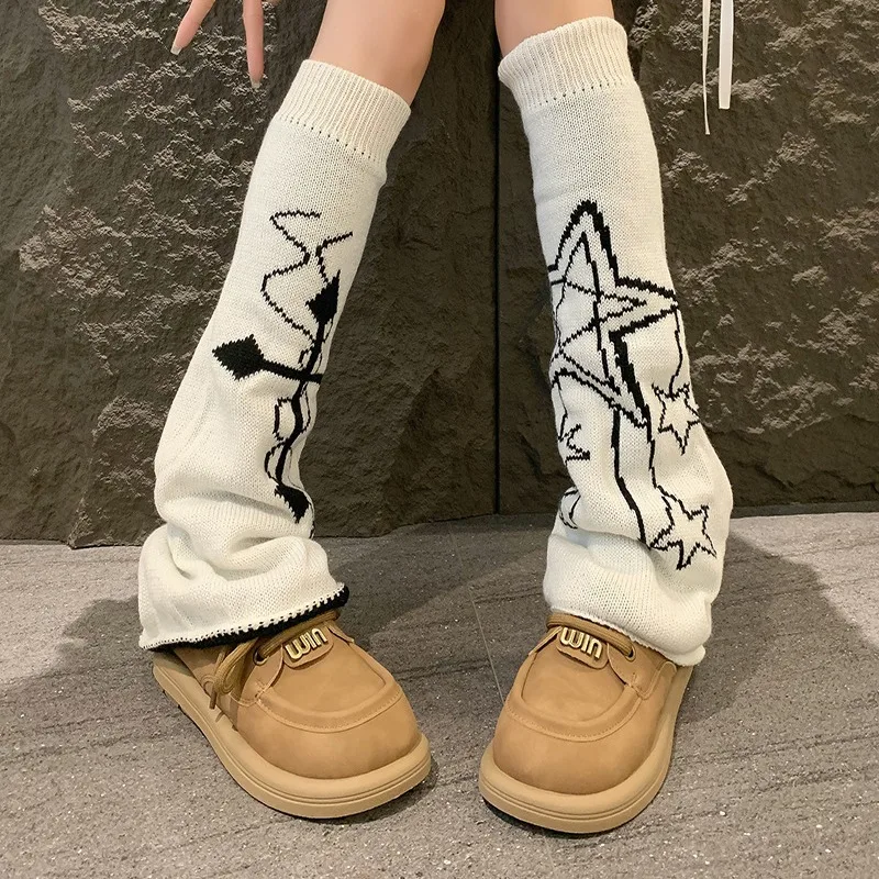 meias-jk-girl-pile-socks-net-meteor-arrow-y2k-spicy-girl-horn-mouth-calf-socks-estilo-subcultura-jk