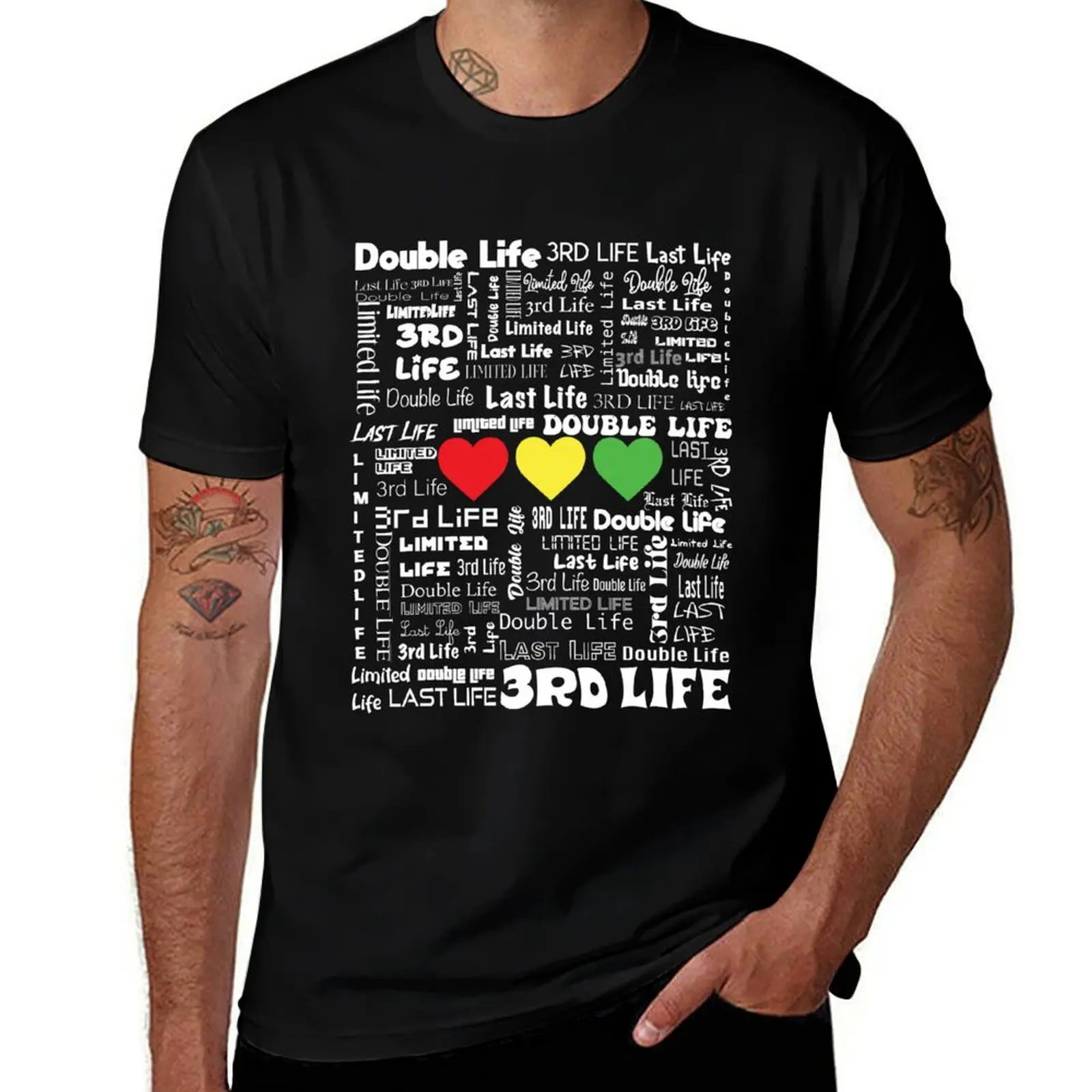Traffic Life, 3rd Life, Last Life, Double Limited Life Word Art T-Shirt Daily Wear Print T-Shirt
