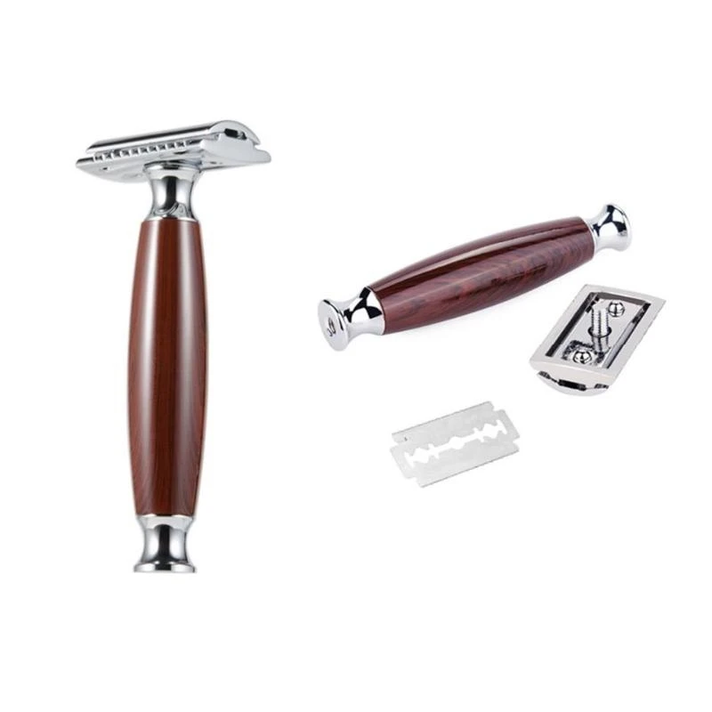 652C 3 In 1 Men Luxury Manual Shaving Beard Cleaning Brush Metal Shaver for Razor Stand Holder Hair Trimmer Grooming Tool