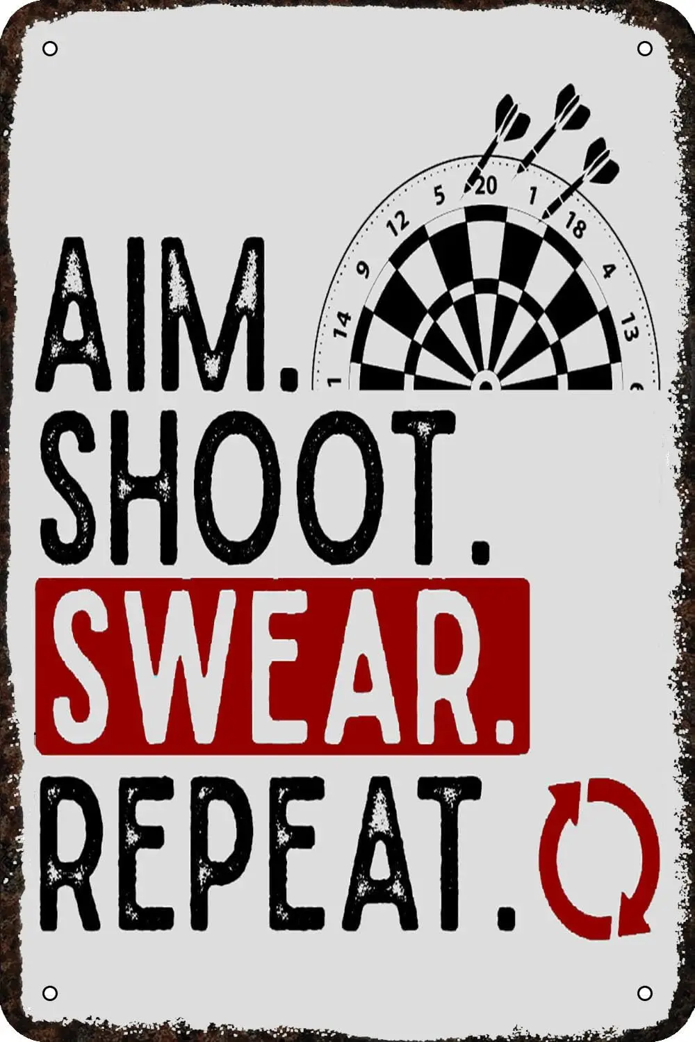 Metal Signs Aim. Shoot. Swear. Repeat. Vintage Tin Sign Funny Art Wall Decorations for Home Man Cave Bedroom Bar Bathroom 8x12 I