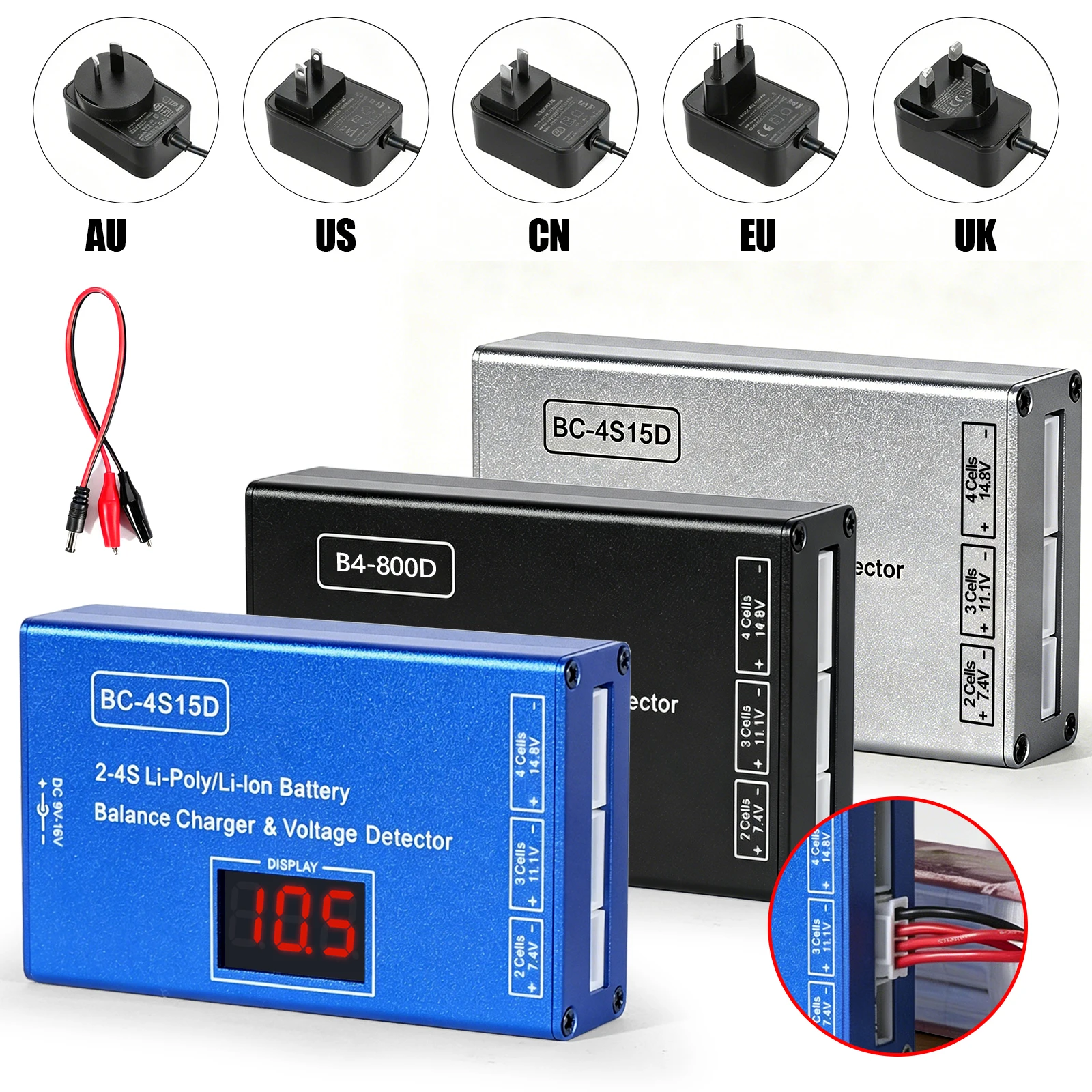 LED display lithium battery charger, including cables and power adapter, suitable for remote control toys and other models view 2
