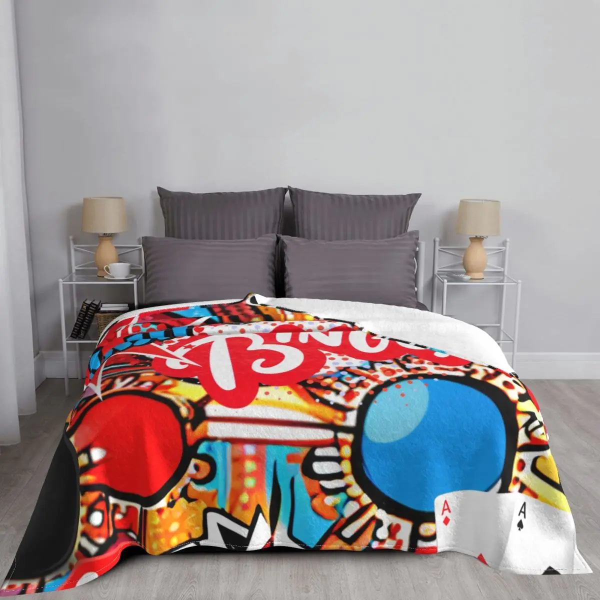 Bingo Game Night Blanket Fleece Spring/Autumn Portable Ultra-Soft Throw Blanket for Home Couch Plush Thin Quilt