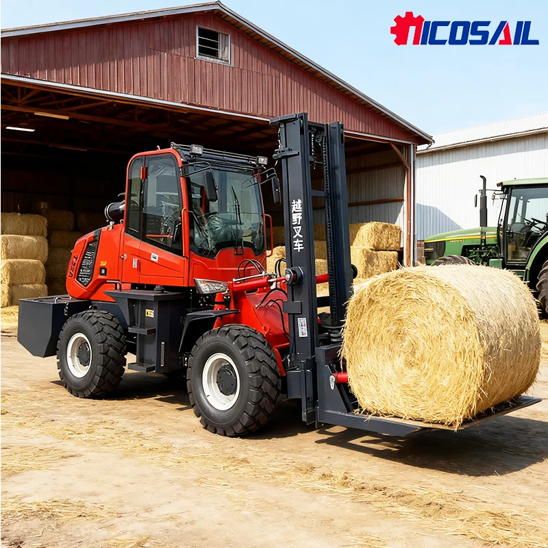 Nicosail 4 Wheel Drive 3-5 Ton Diesel Internal Combustion Forklift with Rough Terrain Capabilities Off-Road Truck Features