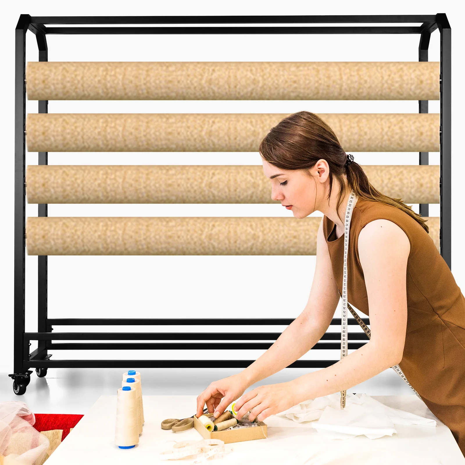 

Большой напольный стеллаж для демонстрации текстиля от пола до потолка, износостойкий, для квилтинга, штор, обоев, скатертей