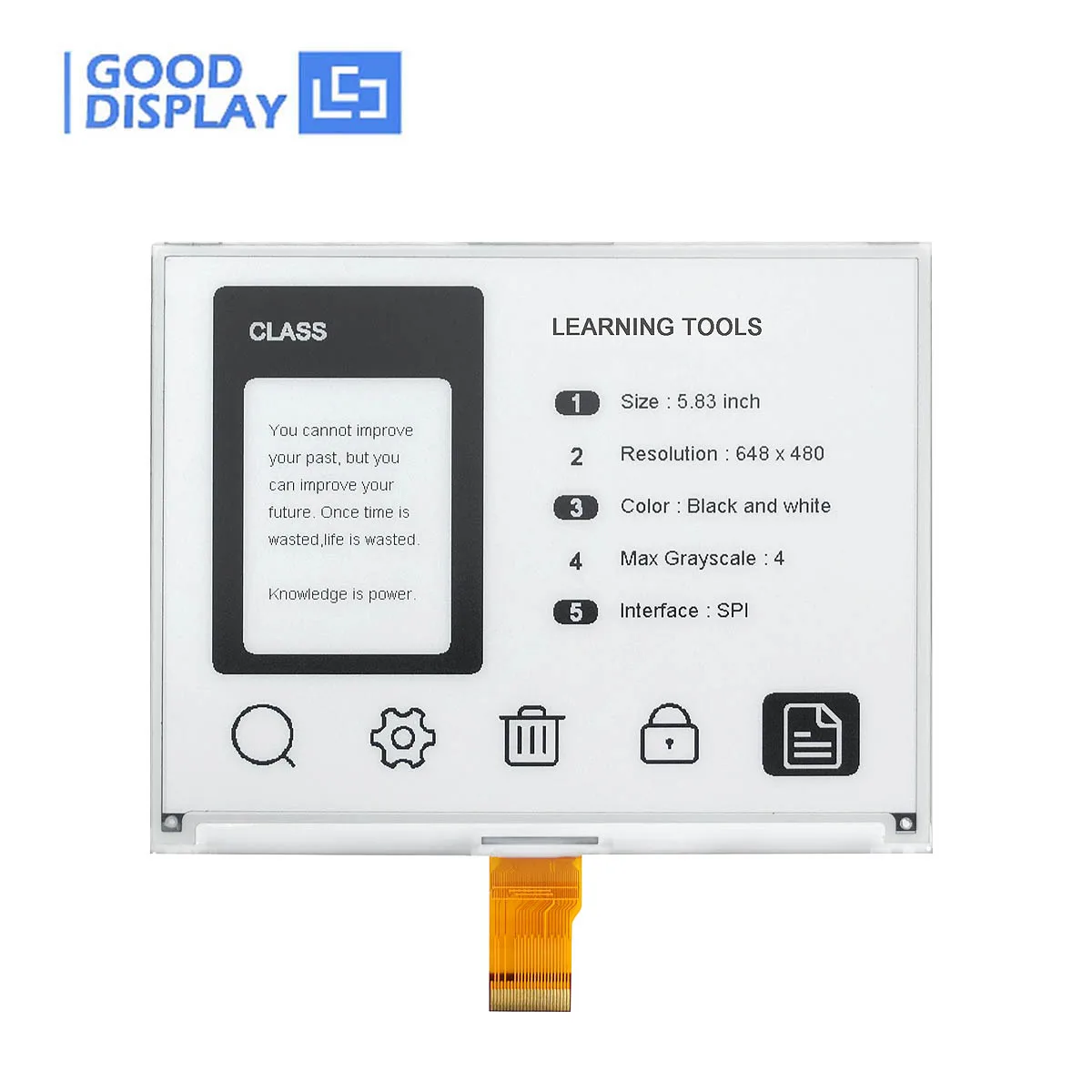 Good Display 5.83 Inch Electronic Paper Display E-ink Monitor Support Fast Refresh GDEY0583T81