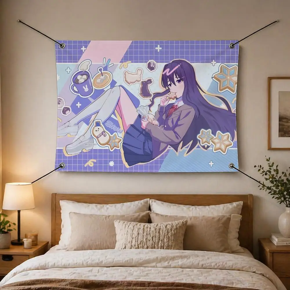 Game-Doki Doki Lit Club Flags Flags are suitable for living rooms, bedrooms, bars,salons, gardens, home decor, and as gifts