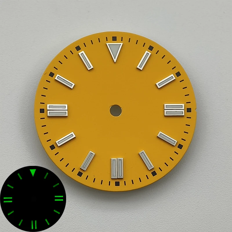 Customized 28.5mm Green Luminous Watch Dial Yellow Green Red Suitable For NH35/8215/2824 Movement Watch Part