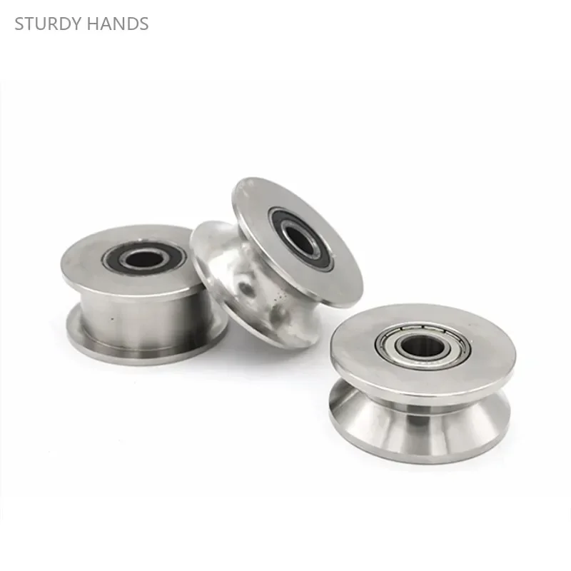 1pc Stainless Steel Track Pulley Bearing Quiet Wheel Sliding Door V/U/H Type Grooved Steel Wire Rope Directional Roller