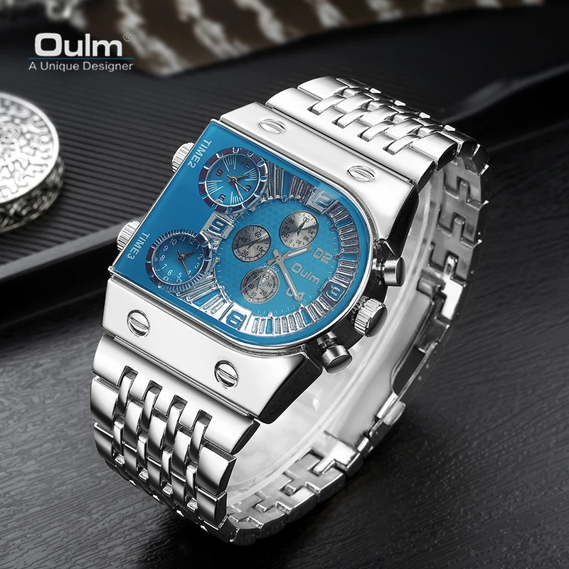 Oulm Unique Design Top Brand Men\'s Watch Fashion Business Stainless Steel Quartz Watch New Style Hot Men Watch Relogio Masculino