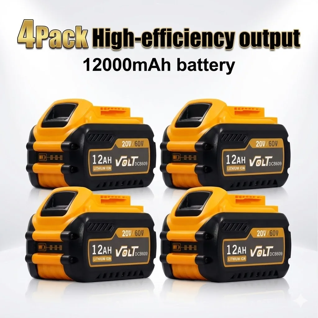 

Universal 4-Pack 20V/60V MAX FLEXVOLT 12.0Ah Lithium-Ion Battery for DEWALT DCB609 DCB612 Cordless Power Tools