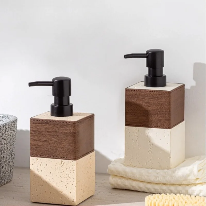 

Vintage Two-tone Wind Tunnel Lotion Bottle High-end Press Shampoo Refill Bottle Square 450ml Soap Dispenser Bathroom Accessory