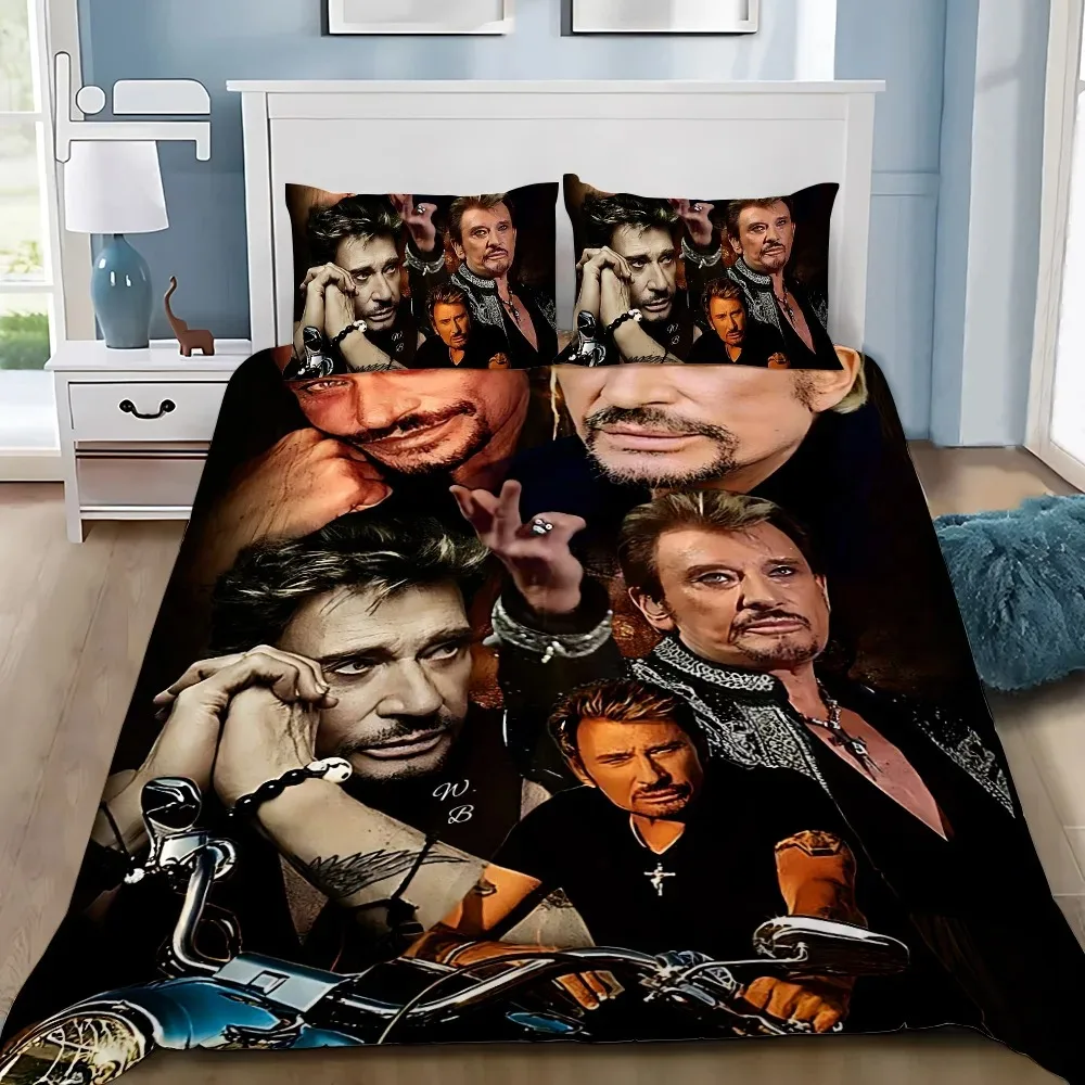 

Rock star Duvet Pillowcase Bedding Set Boy J-Johnny H-Hallyday Girl Bedroom Decoration Children Gift Single Double Large Size