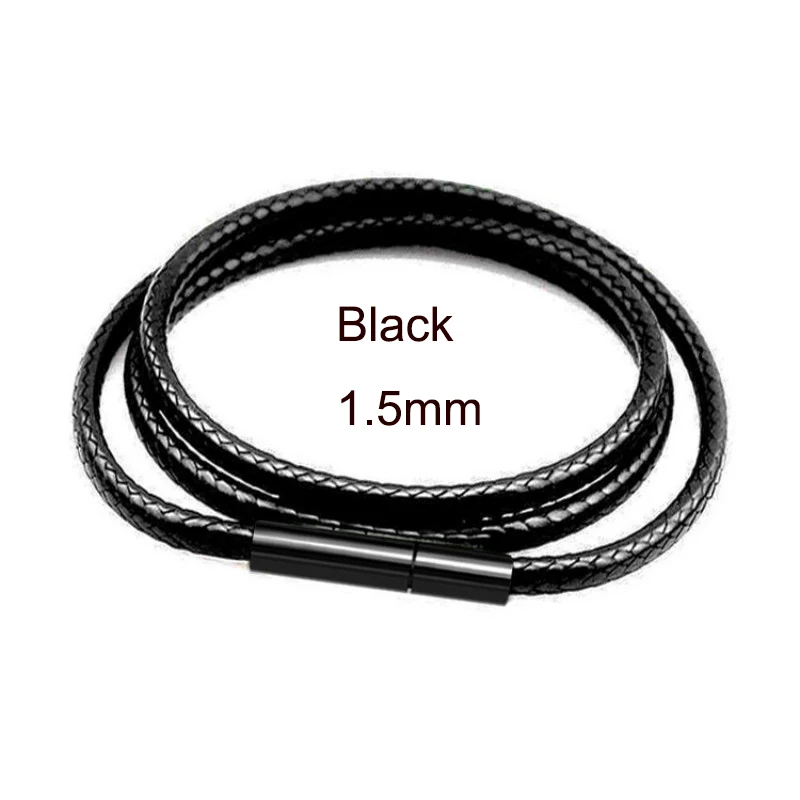 Schwarze Lederkette für DIY Frauen Männer handgemachte geflochtene Seil lange Halskette 40/50/60/70CM Hals Anhänger Kette Schmuck Geschenk