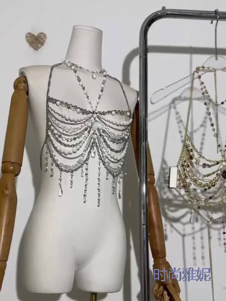 New Bust Jewelry Body Chain Hottie Tassel Bra Trendy Bikini Party Backless Neck Pendant Beaded Bustier