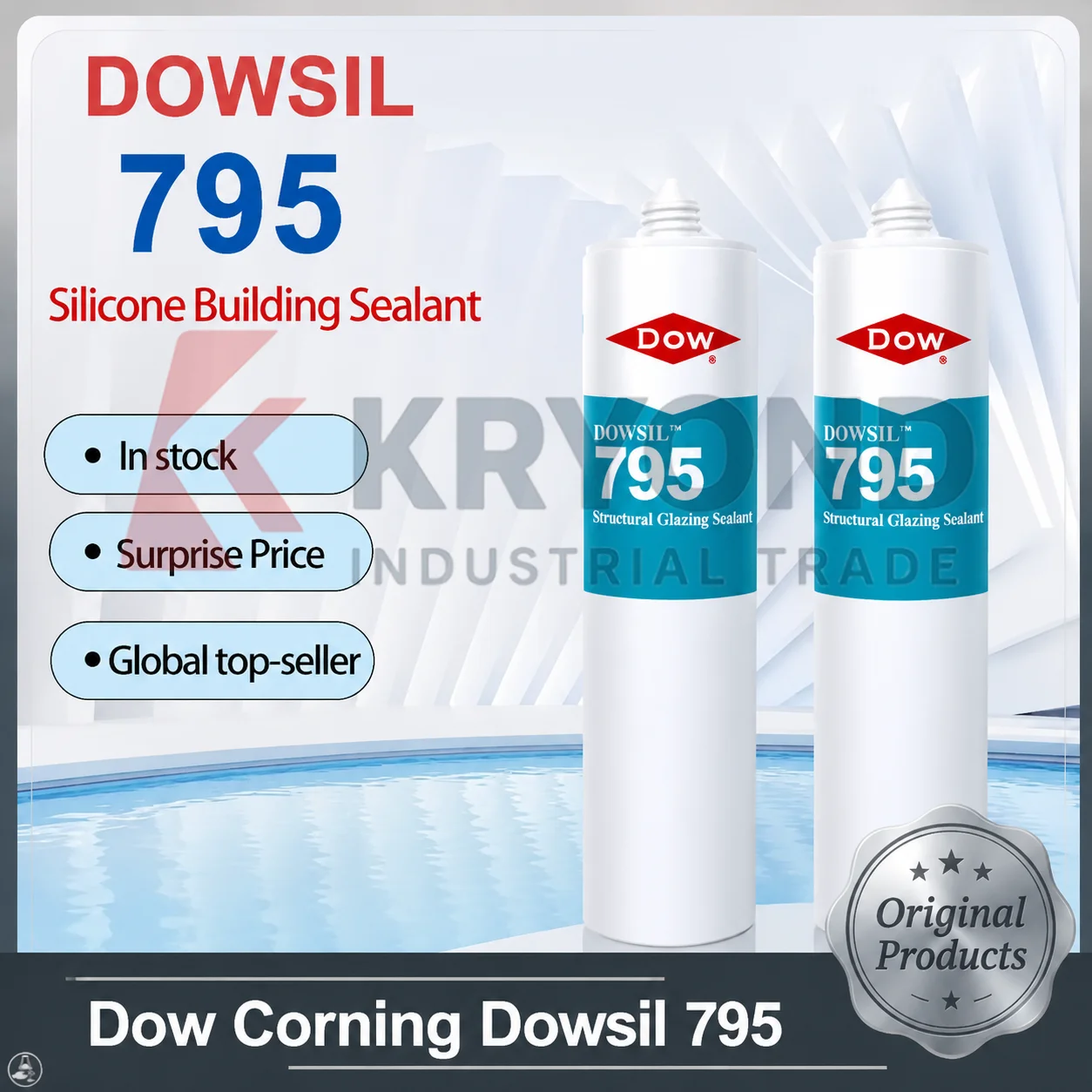 Original Dow Corning Dowsil 795 Multi Purpose Silicone Building Sealant 300ML Black Weather Resistant for Construction Sealing