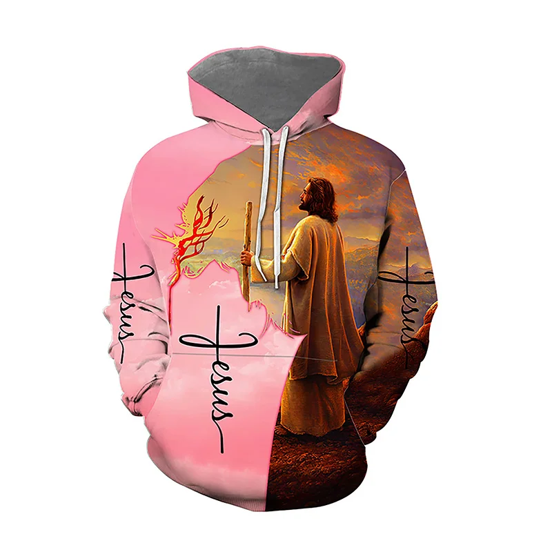 3D Printing Christian Jesus Hoodies Jesus Bless Us Faith Above Fear Hooded Sweatshirts Kids Fashion Streetwear Pullover Clothing