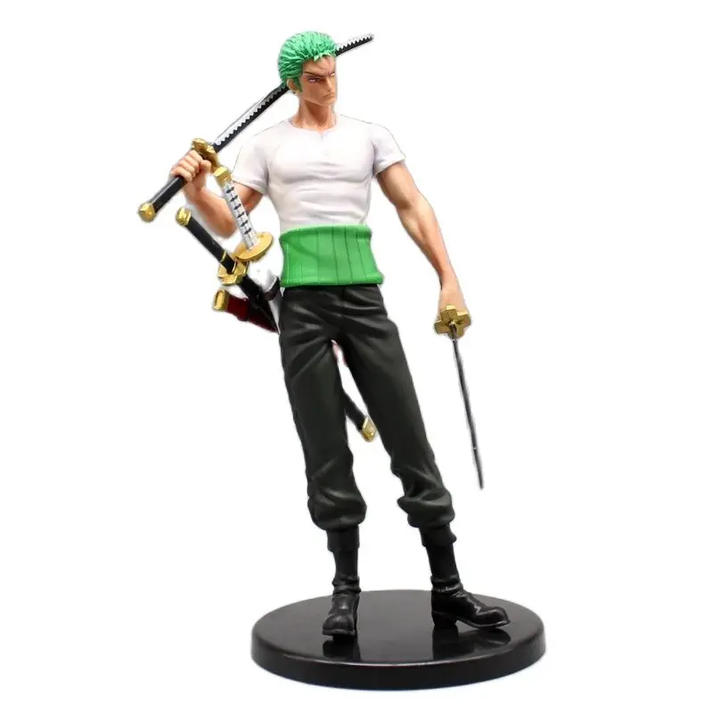 

One Piece Roronoa Zoro 9.7" Animation Figure 2X Head changeable, Warrior Cartoon Game Anime Model Swordsman Decoration Ornaments