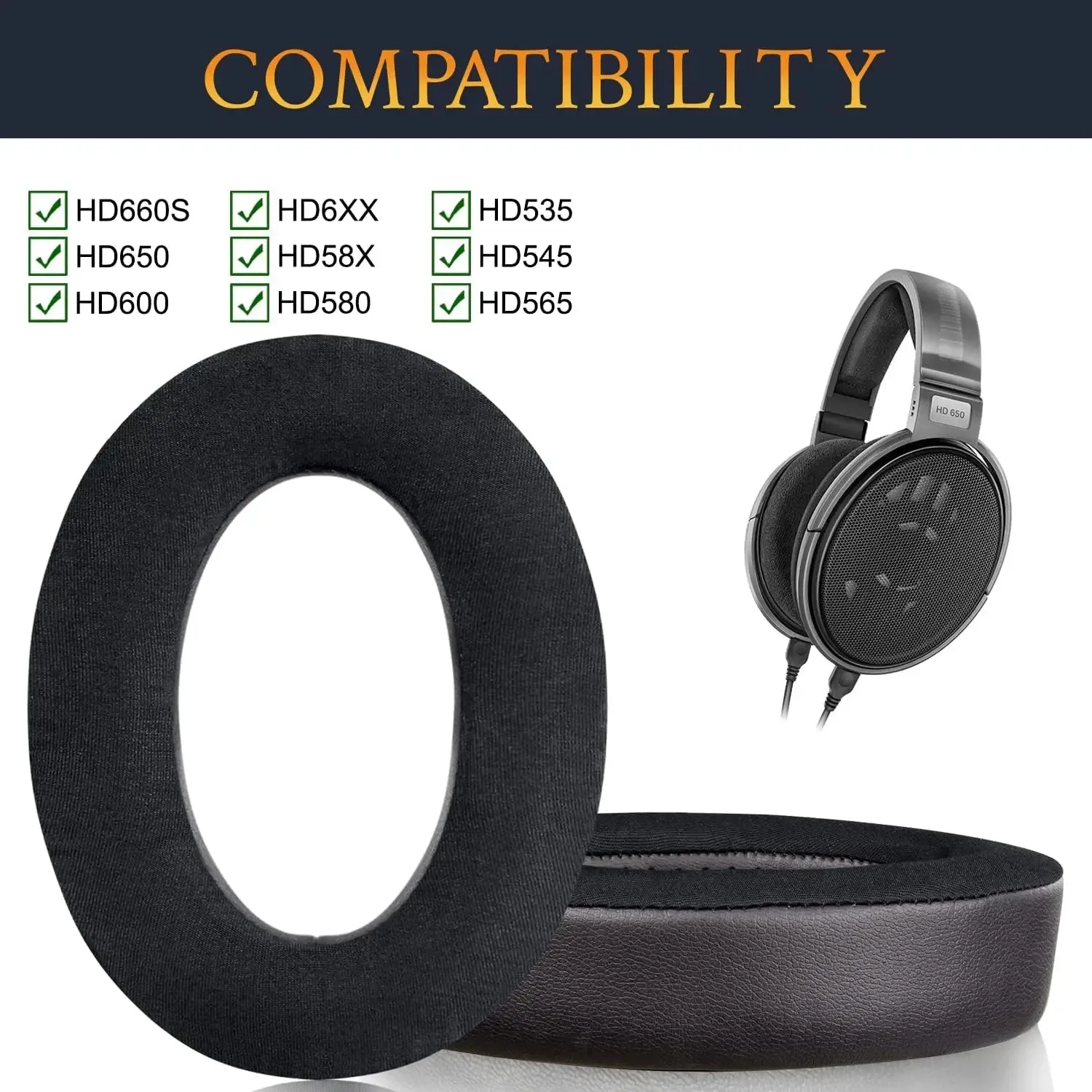 Cooling Gel Earpads Cushions Replacement Cover Compatible with Sennheiser HD650, HD660 S, HD600, HD580, HD545, HD535 Headphones