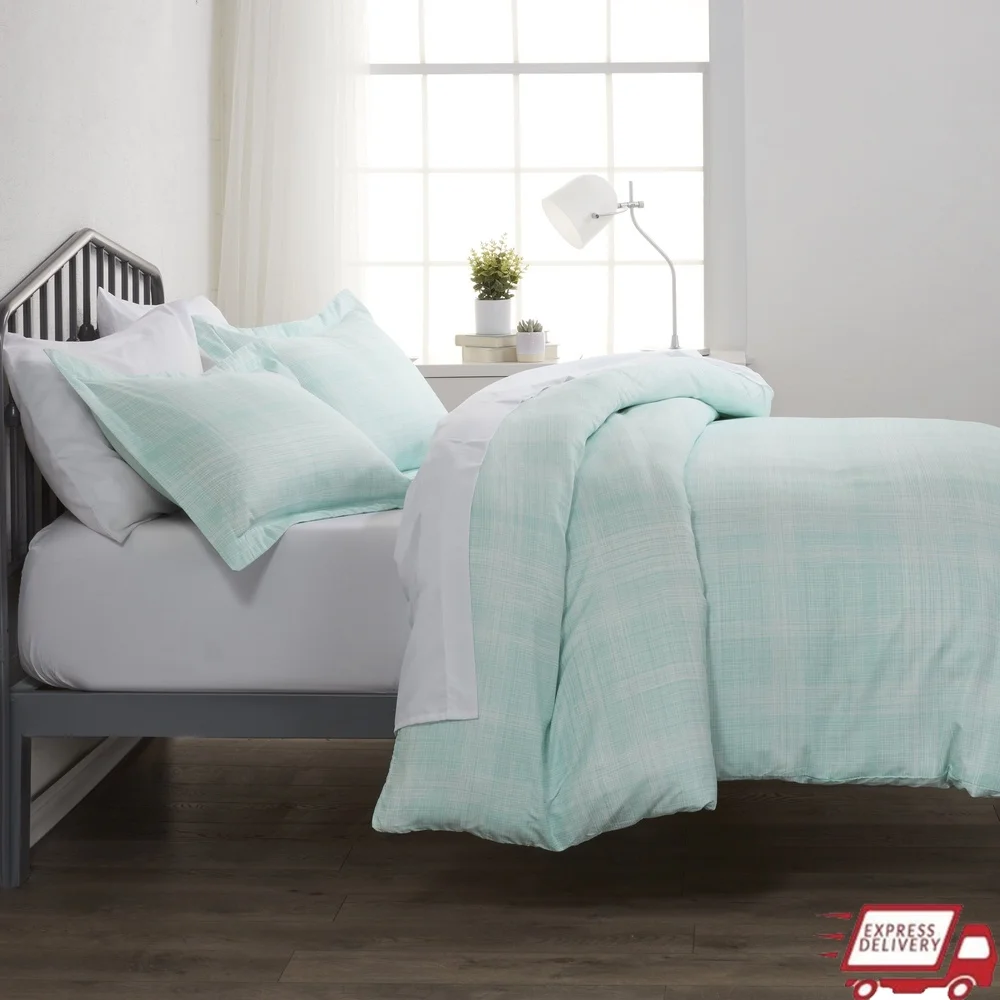 

Aqua Thatch Pattern Twin TwinXL Duvet Cover Set Microfiber Soft Breathable Hypoallergenic Pillow Sham Easy Care Durable