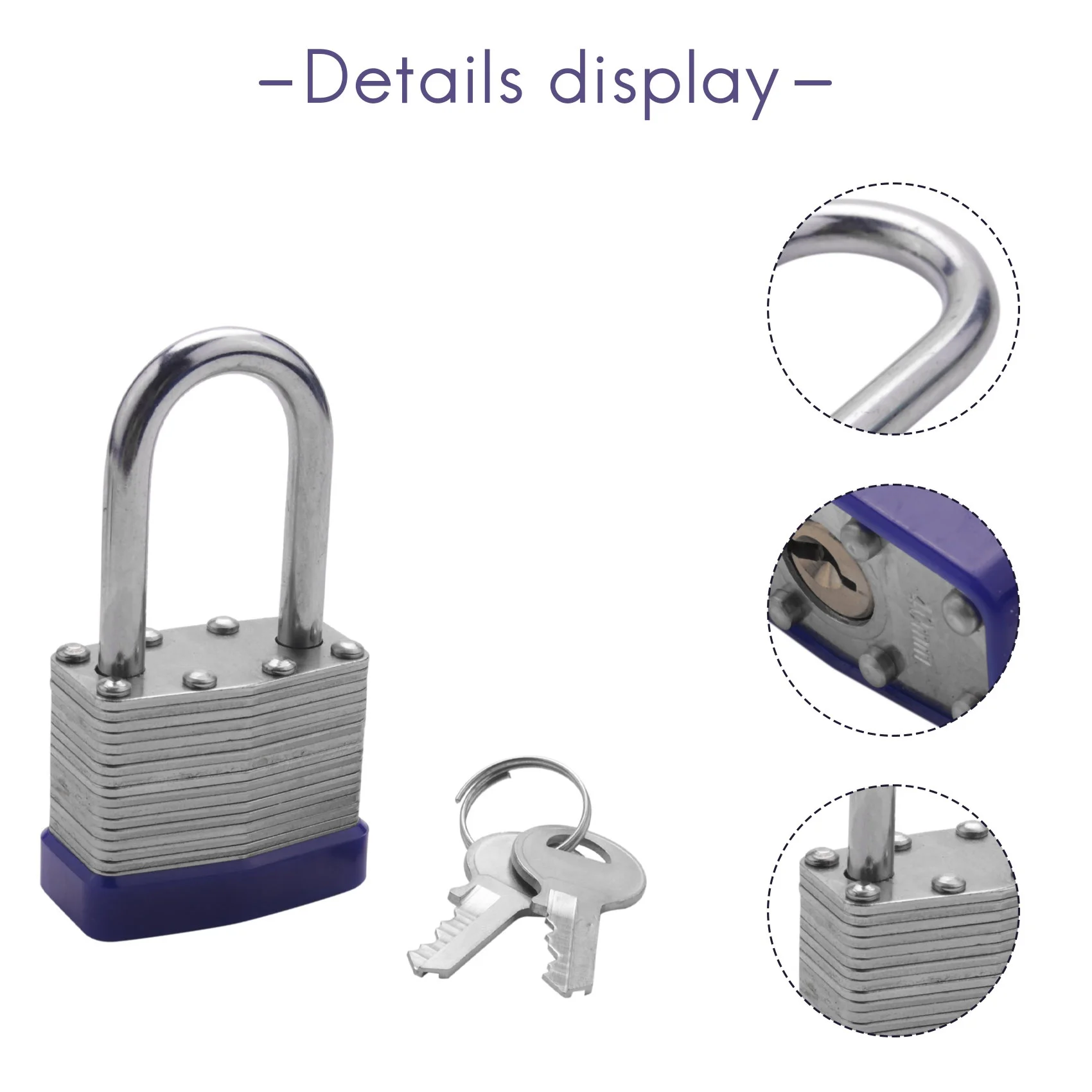 AEE8-2 Pack Padlocks With Keys Shackle Padlocks Long Lock Heavy Duty Key Padlock Weatherproof Locks For Garden Shed Garage