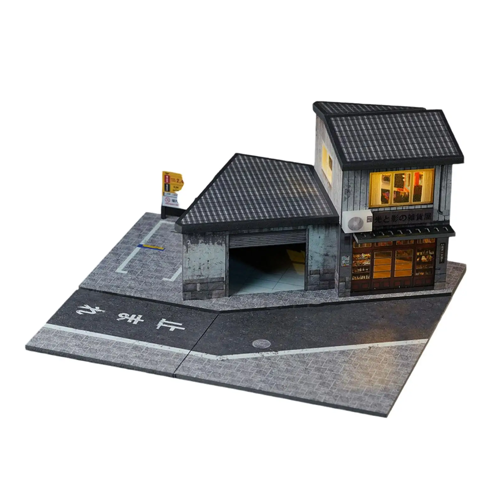 

1:64 Scale Grocery Store Scene Model with Light for Desktop Layout Accessory