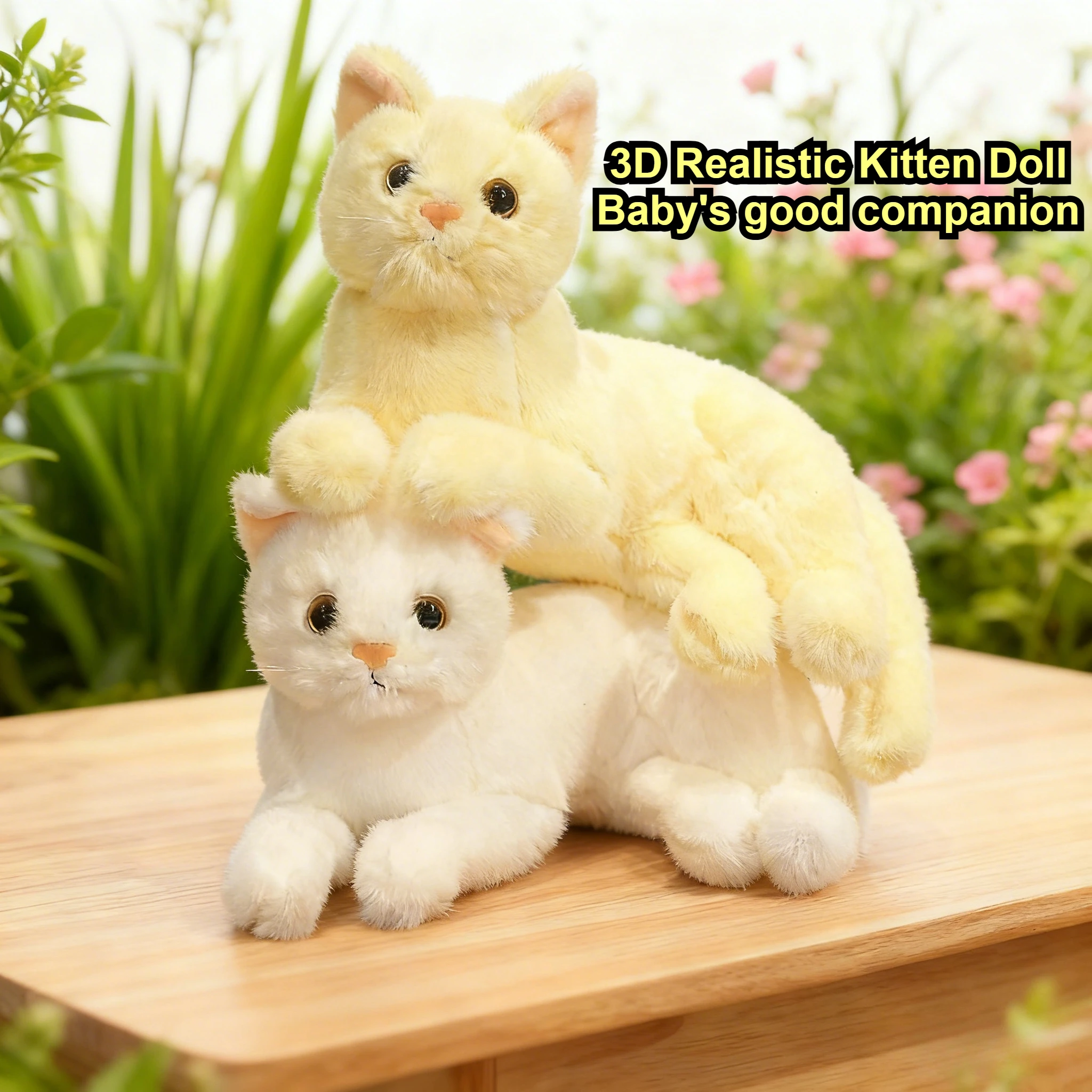 Baby kattenspeelgoed Leuke en realistische kattenpop Pluche vulling Gezond Geurloos Simulatiepop Babycadeau Knuffels 3D-ornamenten