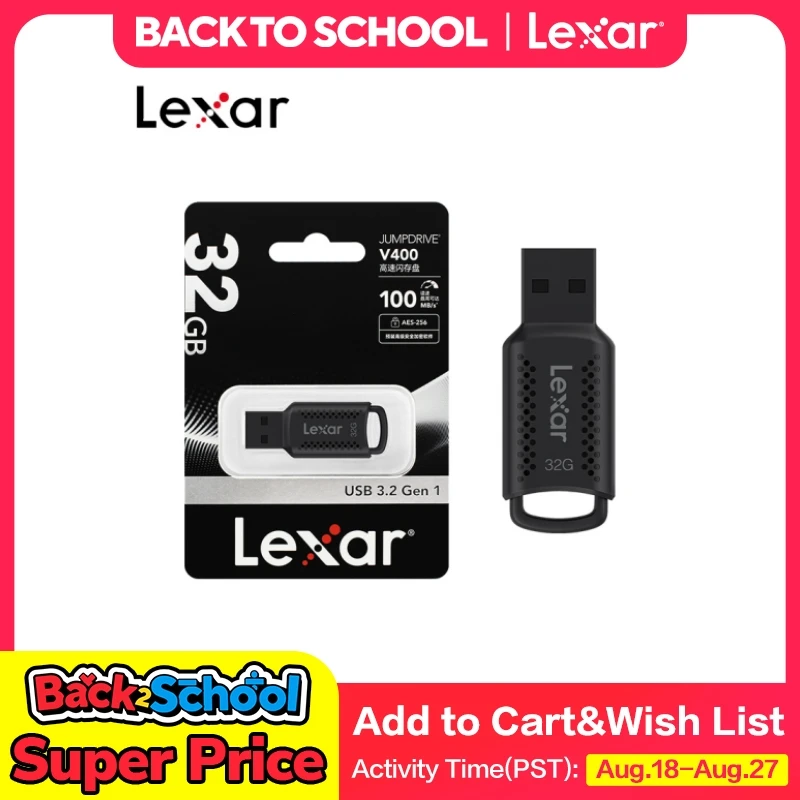 Lexar V400 USB3.2 Flash Pen Drive 32GB 64GB 128GB 256GB Up to 100Mb/s Memory Stick for Computer Original U Disk Pendrive