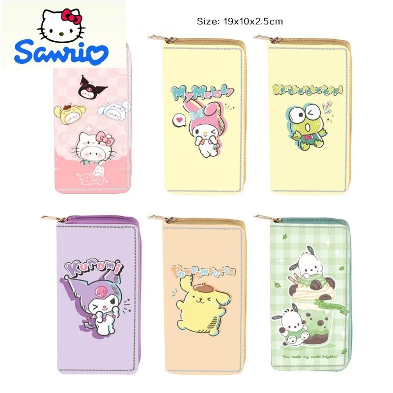 

Sanrio Hello Kitty Kuromi Long Zipper Wallet Women's Multi Functional Storage Card Public Transport ID Card Bag