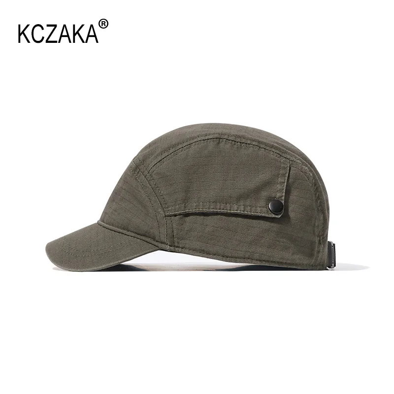 5 Panel Men's Short Brim Baseball Cap Unisex Retro Washed Cotton Snapack Cargo Caps Adjustable Dad Hat Sun Hats