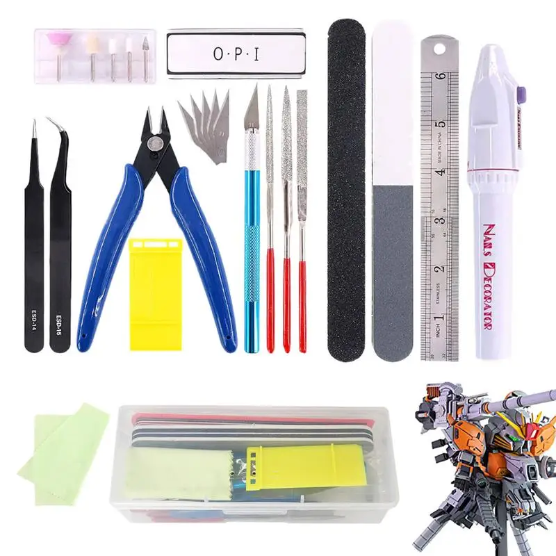 Model Building Tools Miniature Tools 24 Pieces Model Kit Modeling Tools Model Kits With Box For Buildings Airplanes Cars Robots