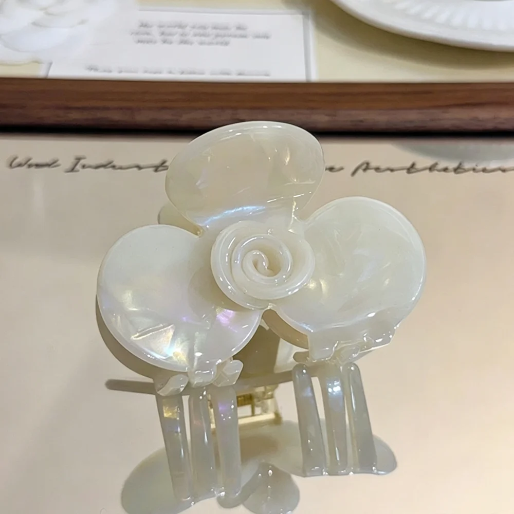 Acetic acid flower-shaped hairpin for women high-end rose style small back-of-the-head shark-shaped clip niche Hair Claws 6PCS