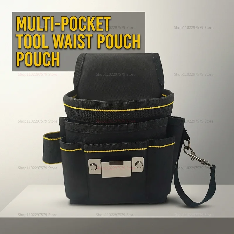 Professional Electrician Tool Bag Belt Waterproof Oxford Cloth Pouch Kit with Pockets Waist Belt Heavy Duty Work Organizer