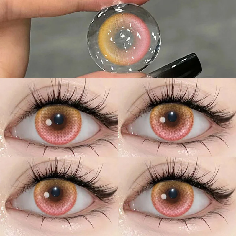 2pcs Yearly Myopia Eyes Colored Lenses with Diopter Beautiful Pupil Natural Contact Lenses for Eyes Cosmetic Lens Fast Shipping