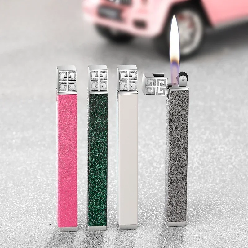 

Portable Strip Mini Grinding Wheel Lighter Refillable Butane Gas Open Flame Lighter for Girls Gift Cigarette Accessories Tool