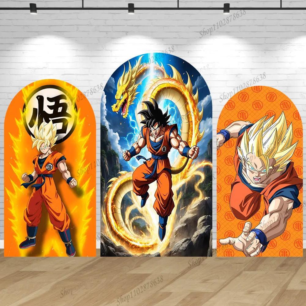 Boog Achtergrond Cover Son Goku Dragon Ball Thema Jongen Verjaardagsfeestje Achtergrond Decoratie Baby Douche Saiyan Kakarotto Banner Prop