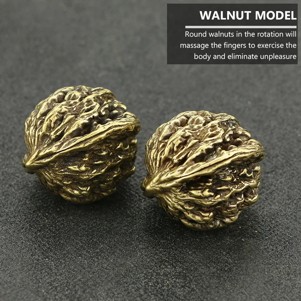 

1 Pair Retro Copper Walnut Handhold Ornament Solid Large Artificial Brass Walnuts Craft Decor Nut Collectables Autograph