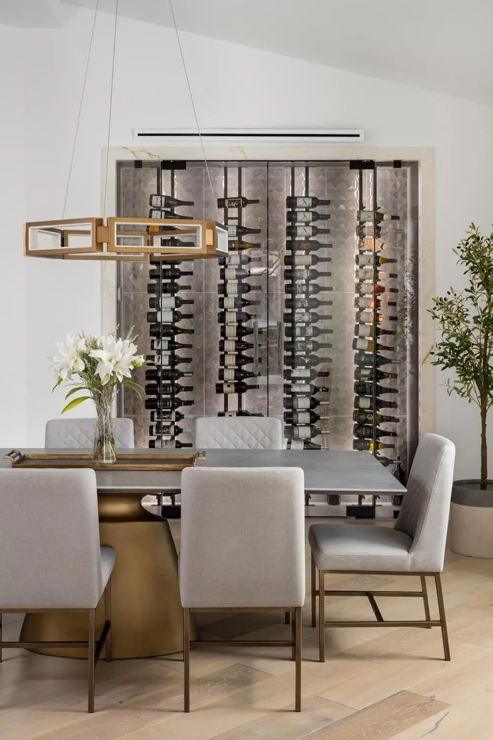 Ultra Wine Racks Floor-to-Ceiling Mount Display (1 Side, Single Deep, Black, Holds 21 Wine Bottles) - Modern Metal, Customized