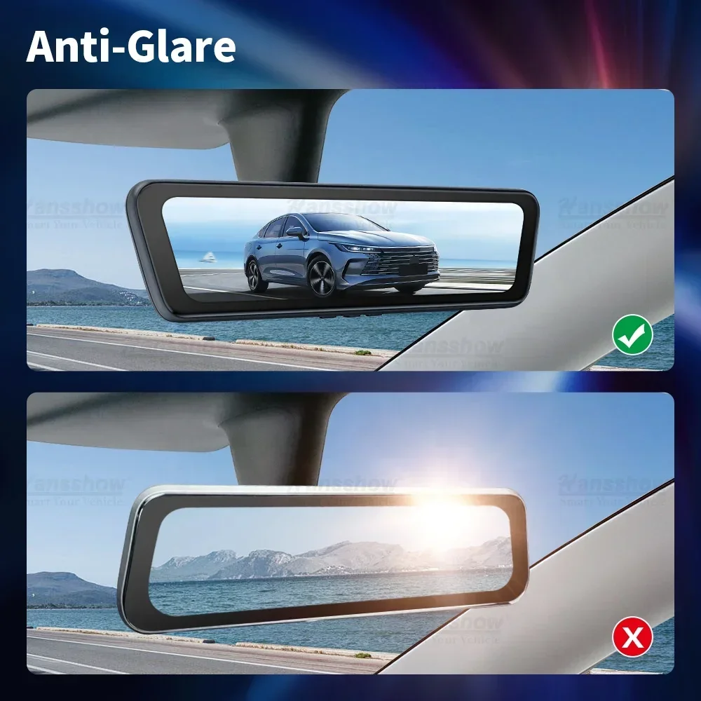 Hansshow Model Y  3 Highland Front & Rear Dual Streaming Media Rearview Mirror With 8.2-inch HD Display Screen For Tesla