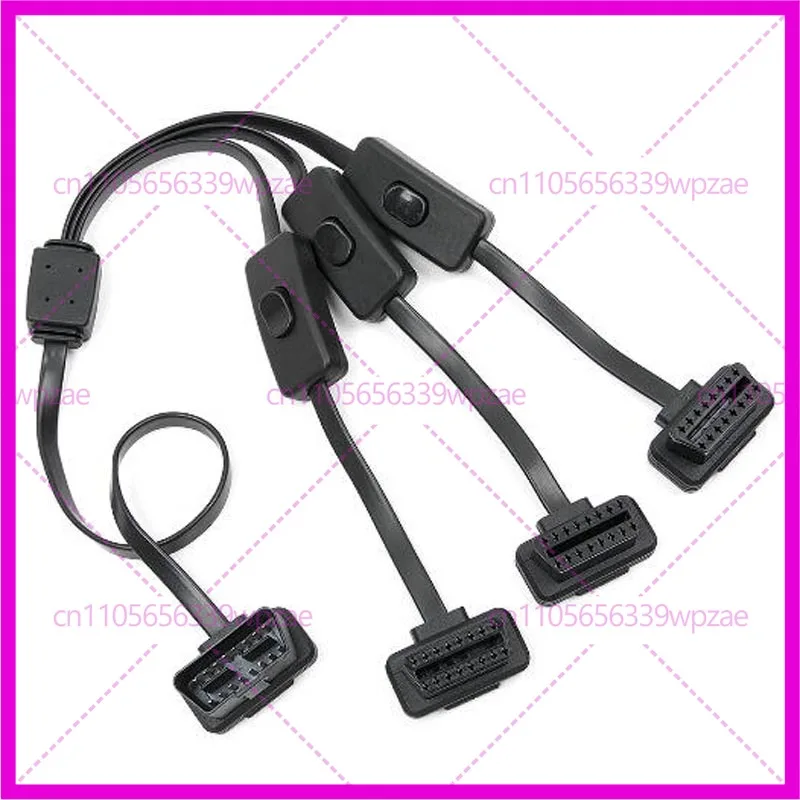 

OBD2 одноточечный три, удлинительный кабель с плоским кабелем и переключателем, 16 контактов, 8 жил, с независимым переключателем, подходит для HUD