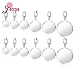 10pairs/Lot 925 Sterling Silver Earrings Hook Cabochon Blank Base10 12 14 18 20 25mm DIY Jewelry Making Accessories Supplies
