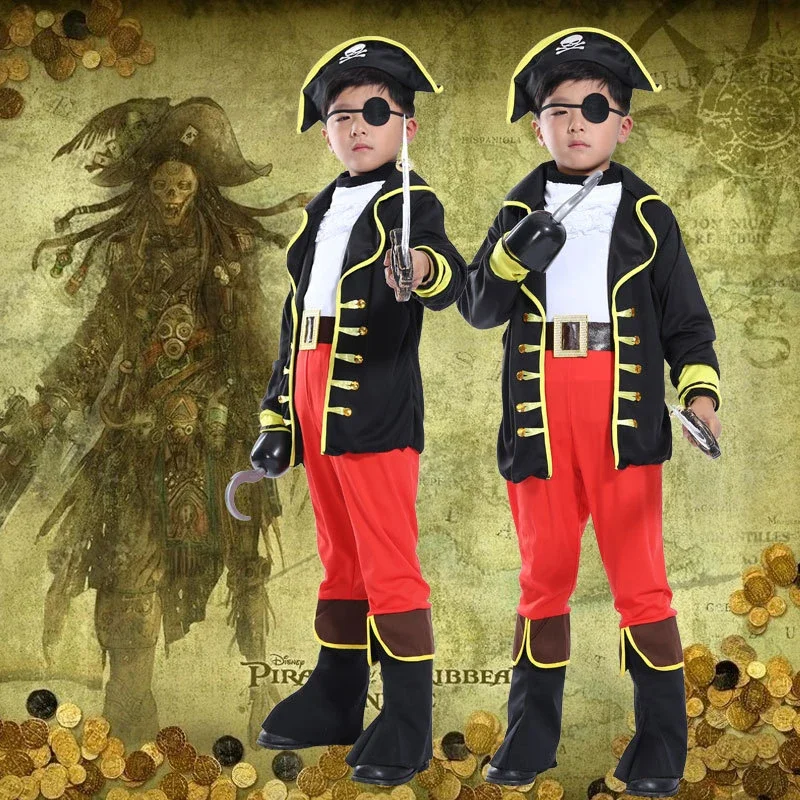 Halloween Costumes Kids Boys Pirate Costume Children Captain Jack Cosplay set for Christmas New Year Purim Pirate Clothes