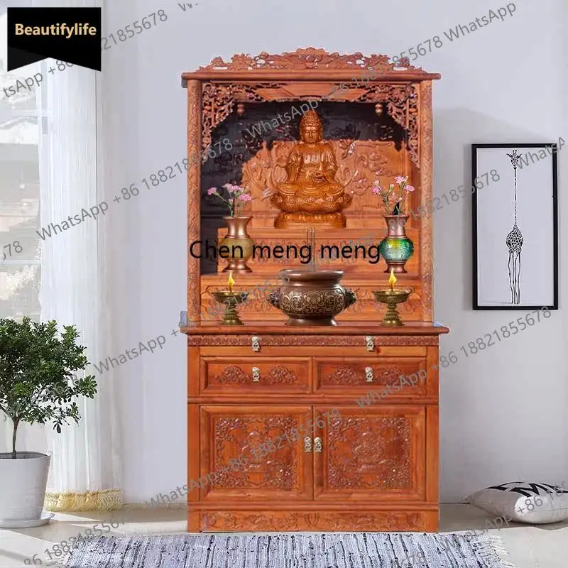 

Solid wood Buddha niche offering table, modern style God of Wealth Ye Shentai Buddha Hall Buddha statue offering table c139