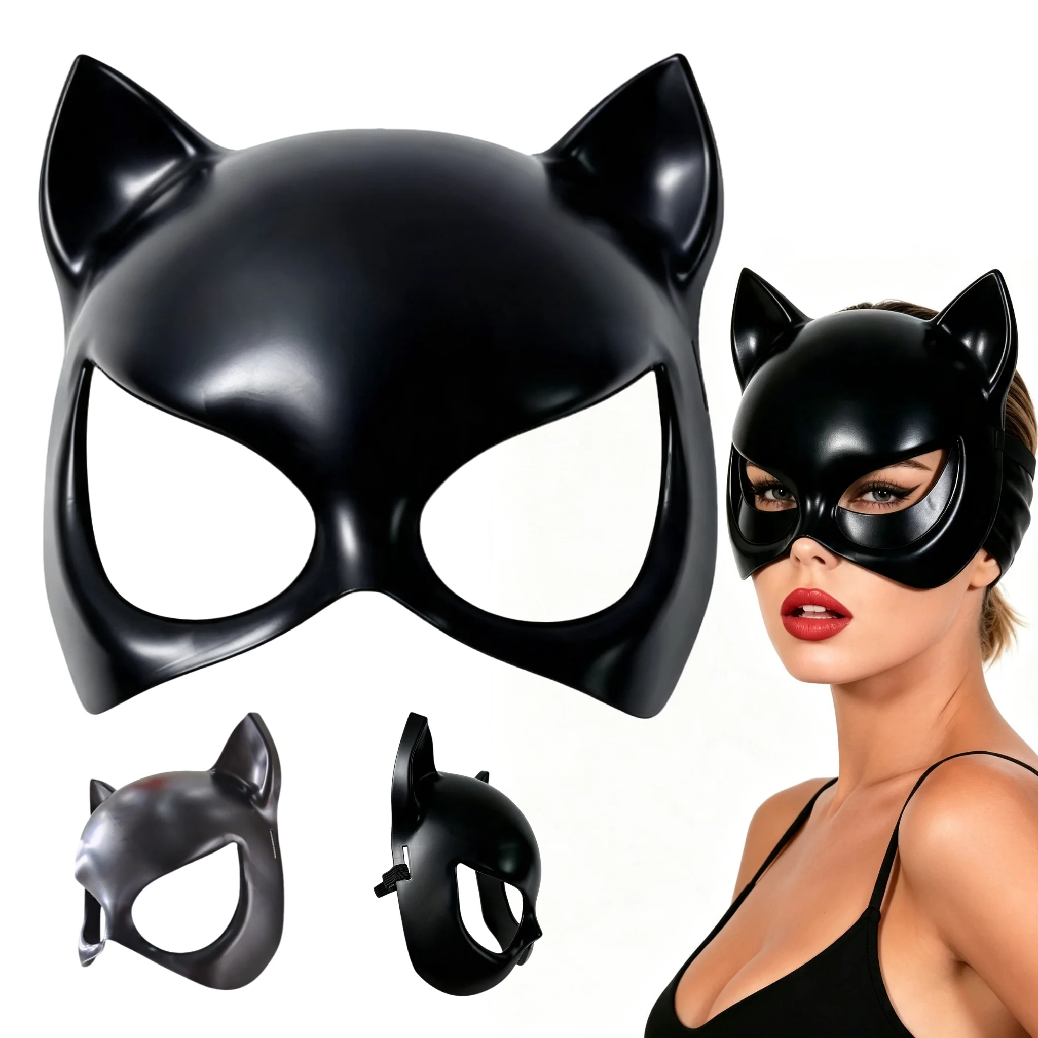 1-Pack Seductive Black Cat Mask, Exquisite Texture & Strong Atmosphere, Ideal for Halloween, Christmas & Carnival Gifting