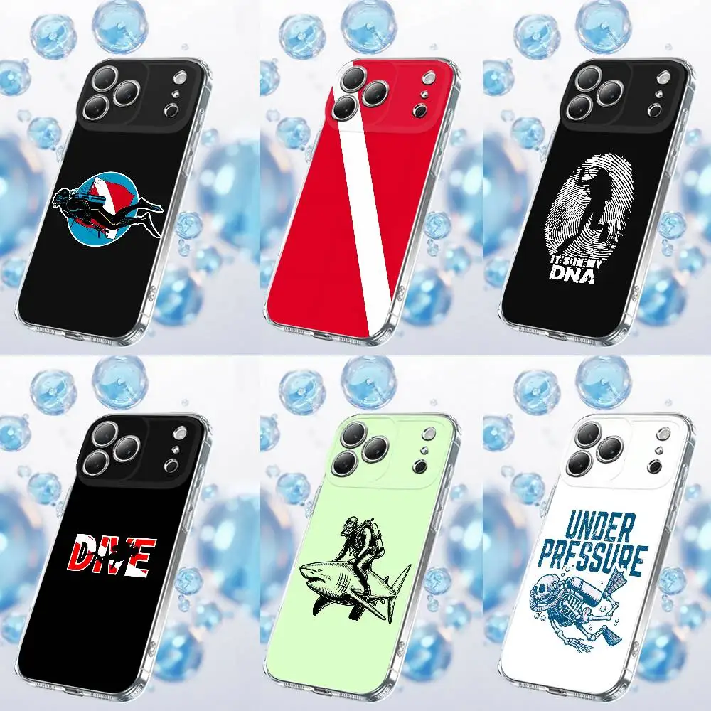 

Scuba Diver Dive Diving Flag Phone Case For iPhone 17,16,15,14,13,12,11,Plus,Pro,Max,Plus,E,Air,Mini Transparent Cover