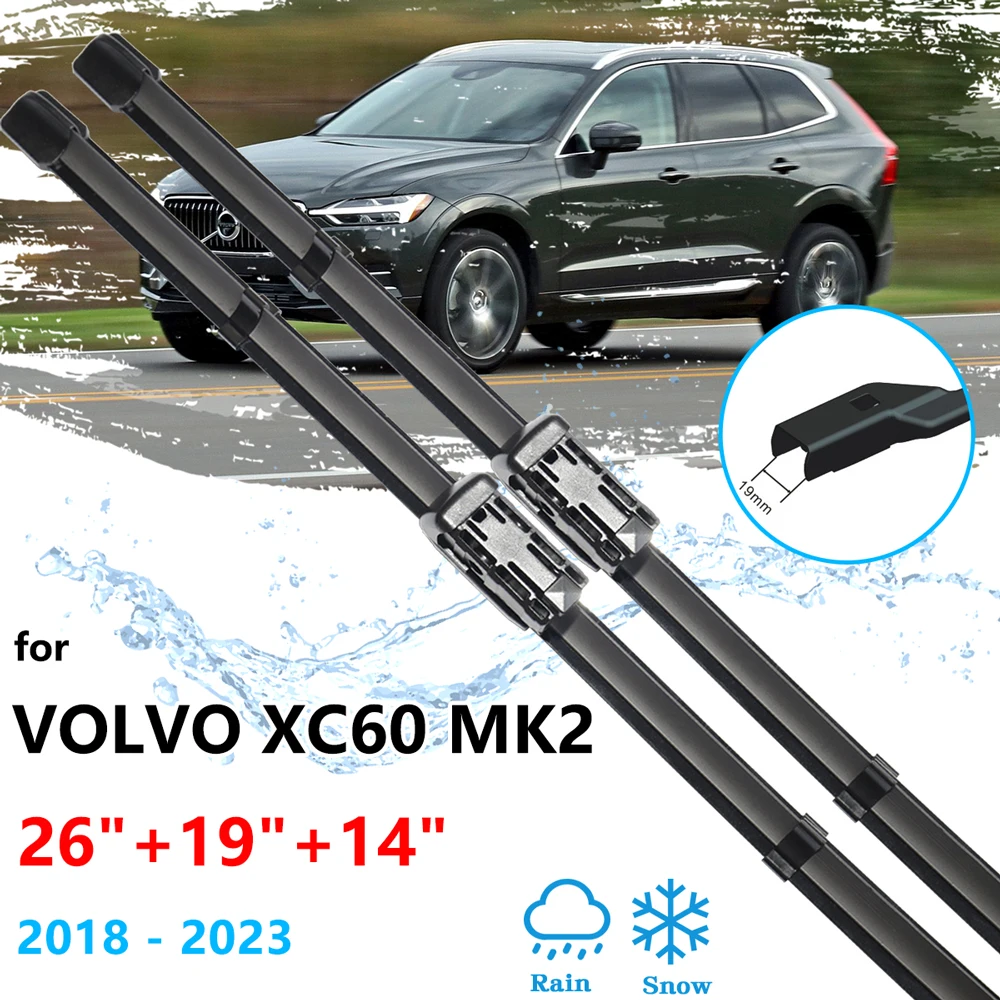 2x For VOLVO XC60 MK2 2018~2023 Front Rear Wiper Blades Set Kit Brushes Window Windshield Windscreen Cleaning Auto Accessories