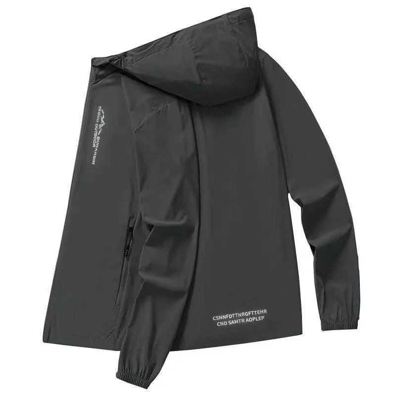 2025 Ice Silk Hoodie Men's Casual Lightweight Running Quick Dry Fishing Breathable Thin Workwear Polyester Fiber Hood Design