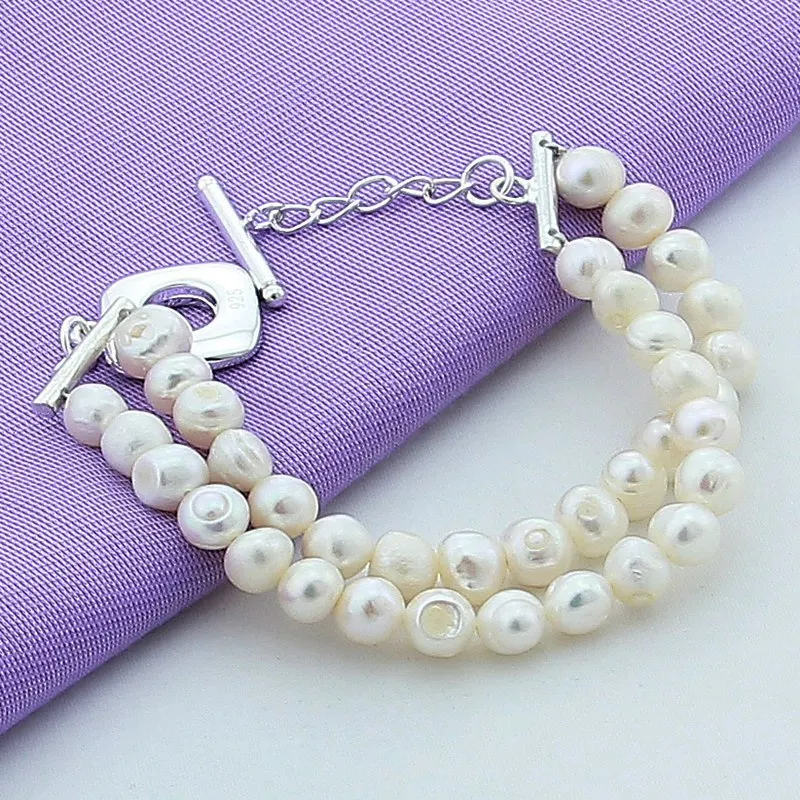 Armband aus 925er-Sterlingsilber, Imitationsperlen-Armband für Damen, schlichtes modisches Armband, Geburtstag, Hochzeitstag, Schmuck, Geschenk
