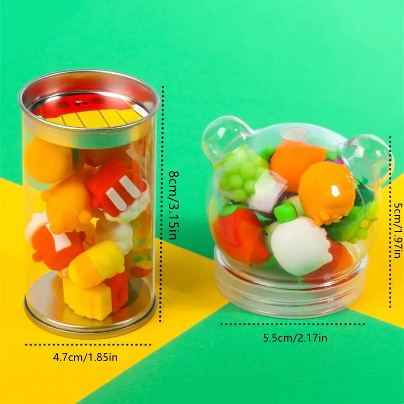 3D fruit shape eraser pencil eraser burger family bucket simulation eraser bucket rubber eraser